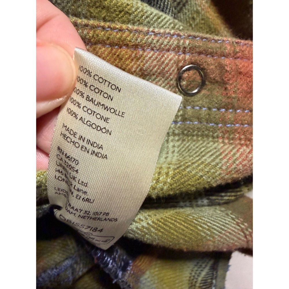 Free People We The Free Plaid Flannel Shirt Green Orange Oversized Shacket Small - Picture 6 of 7